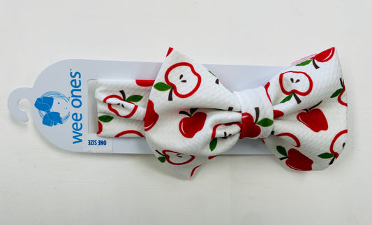 Wee Ones Apples Holiday Prints Baby Girls Bowtie on Matching Wide Band