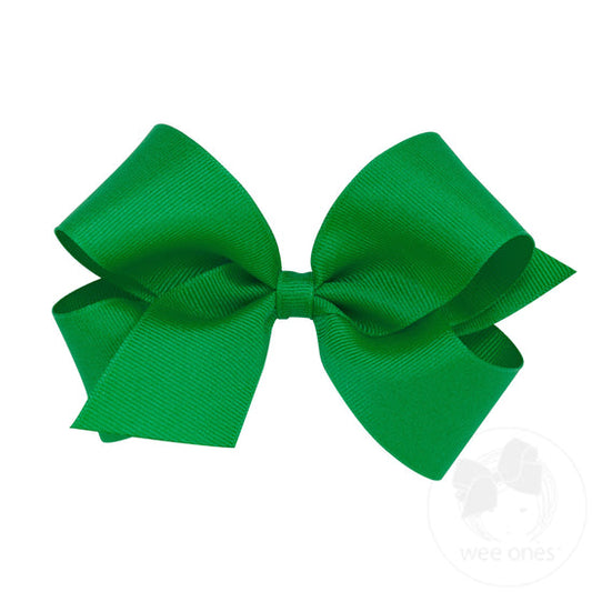 Wee Ones Green Classic Grosgrain Girls Hair Bow (Knot Wrap)