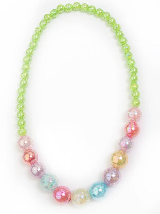 Green Beaded Watercolor Necklace