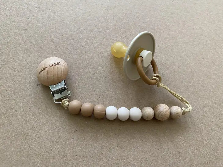 Camel and Cream- Pacifier Clip