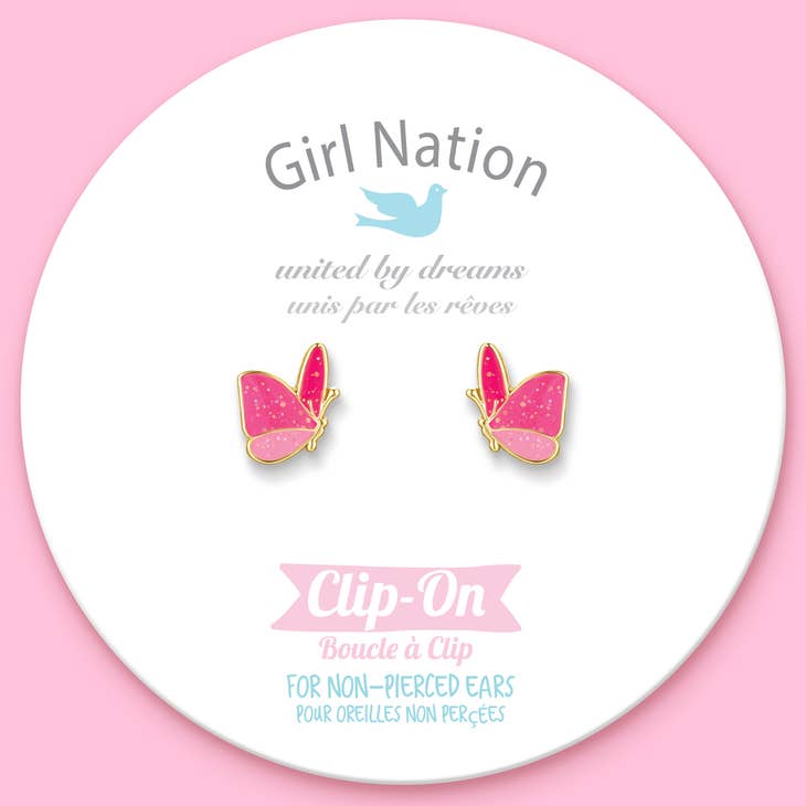 Glitter Butterfly CLIP ON Cutie Earrings