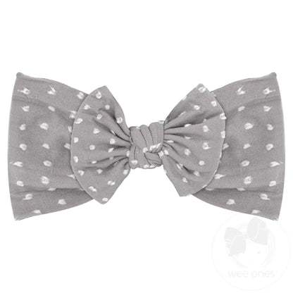 Wee Ones Soft Shabby Dot Nylon Girls Baby Band With Matching Bowtie