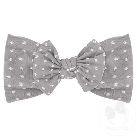 Wee Ones Soft Shabby Dot Nylon Girls Baby Band With Matching Bowtie