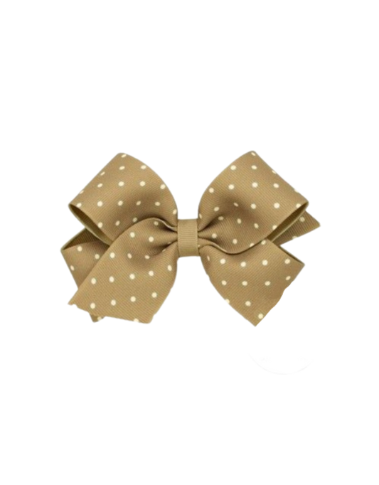 Wee Ones Khaki Tiny Dot Grosgrain Hair Bow