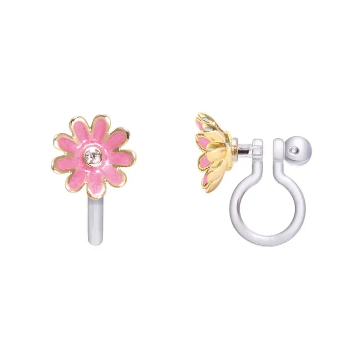 Pink Daisy CLIP ON Cutie Earrings