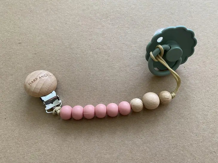 Rose Pink- Pacifier Clip