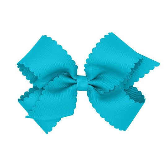Wee Ones Turquoise Grosgrain Scalloped Edge Girls Hair Bow