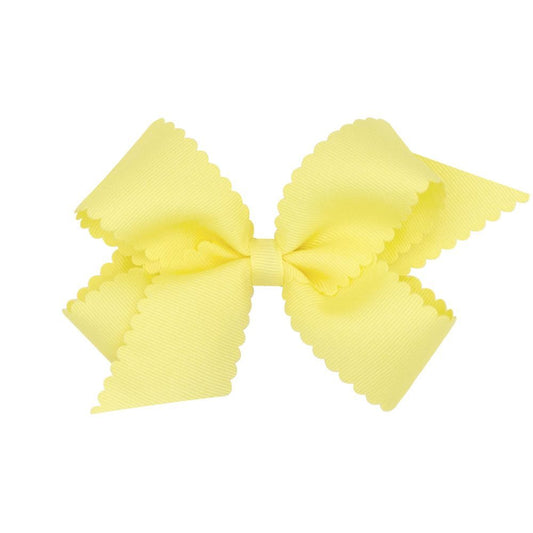 Wee Ones Yellow Grosgrain Scalloped Edge Girls Hair Bow