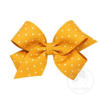 Wee Ones Mustard Tiny Dot Grosgrain Hair Bow