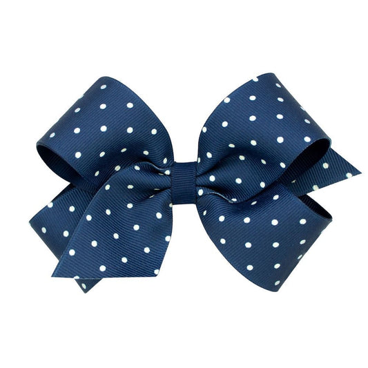 Wee Ones Navy Tiny Dot Grosgrain Hair Bow